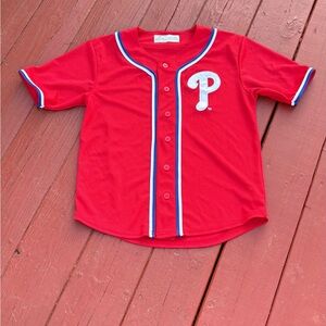Genuine Merchandise Teens XL 14/16 Philadelphia Phillies  Red Jersey Buttons